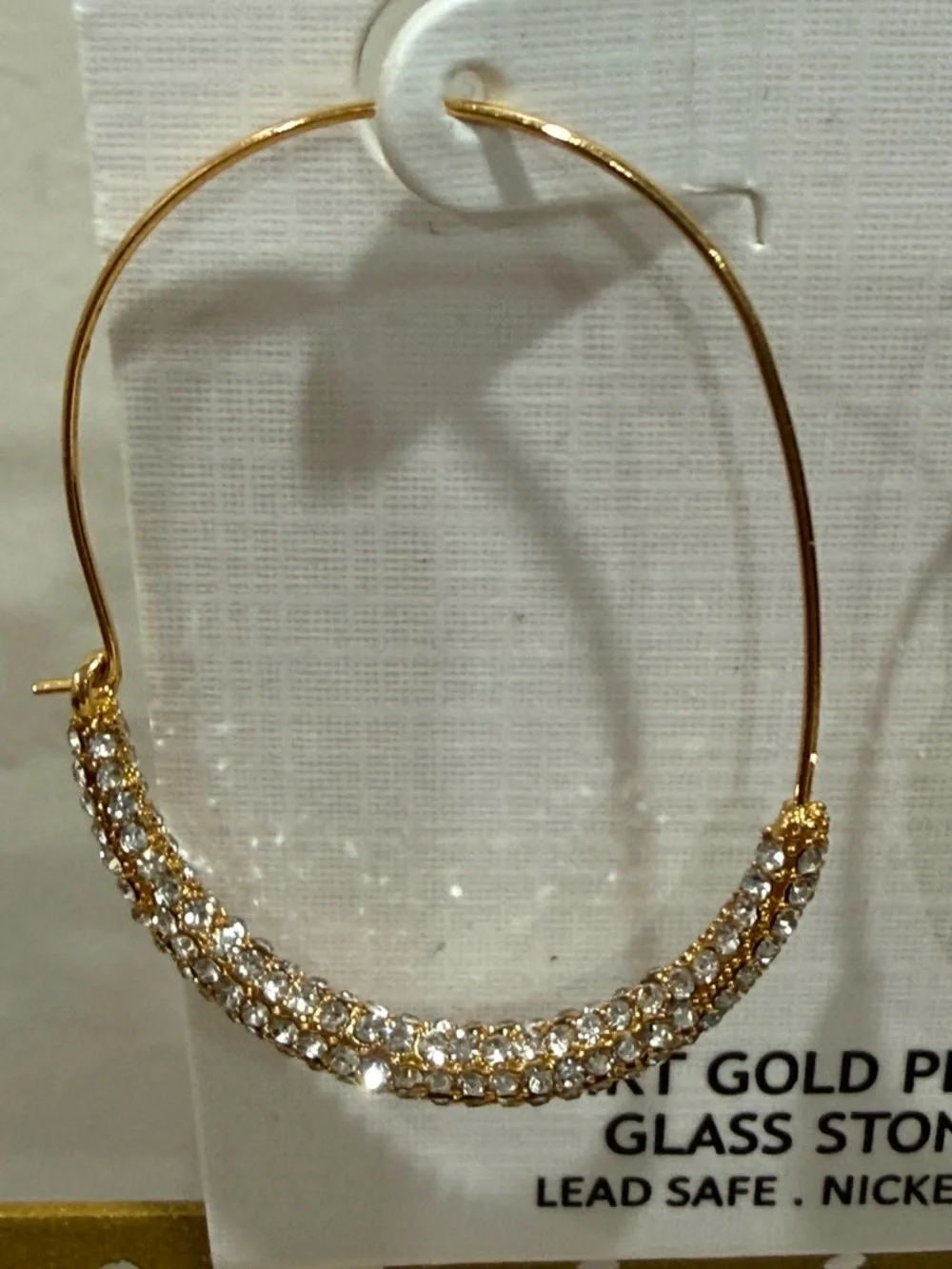 NWOT - Oblong Hoops / Rhinestone Hoop Earrings / Rhinestone Hoop Earrings - Picture 3 of 3